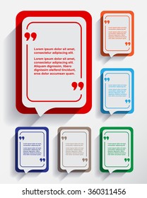 Set of empty six speech information bubbles for design.
Flat design with Long shadow. Vector illustration 