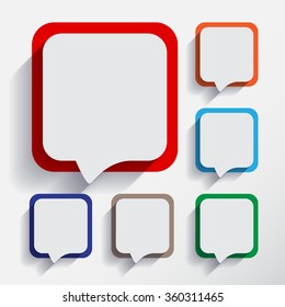 Set of empty six speech information bubbles for design.
Flat design with Long shadow. Vector illustration 