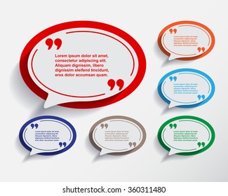 Set of empty six speech information bubbles for design.
Flat design with Long shadow. Vector illustration 