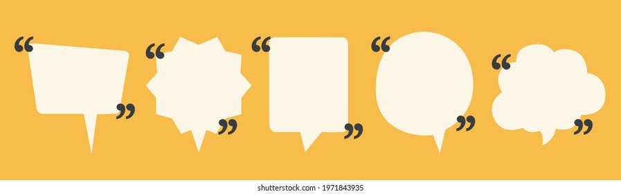 Set of empty speech bubble quote icons. Flat vector