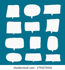 set of empty speech bubble for short message, hand drawn set of doodle sticker for chat symbol, tag, label or dialog word