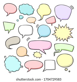 Set of empty speech bubbles in drawing style vector