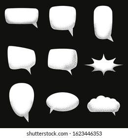 Set of empty speech bubbles with with noise sand texture trendy. Vector illustration isolated