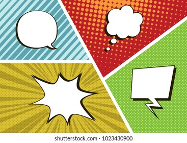 Set of empty Speech Bubbles in Pop-Art Style. Vector illustration