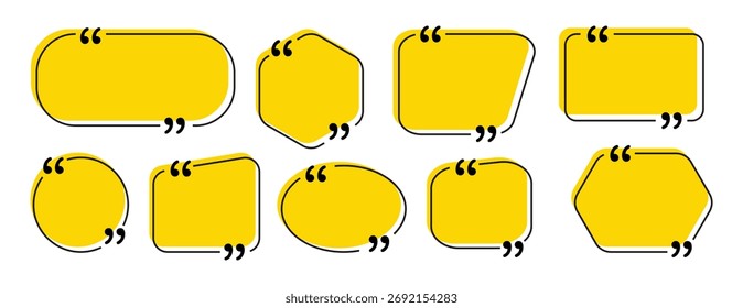 Set of empty speech and quote bubbles. Quote box frame set. Speech bubble infographic design template. Vector Illustration.