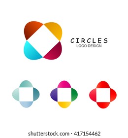 set of empty  squares. colorful squares and circles vector logotypes. vector logo design elements. set of circular empty frames. vector design elements