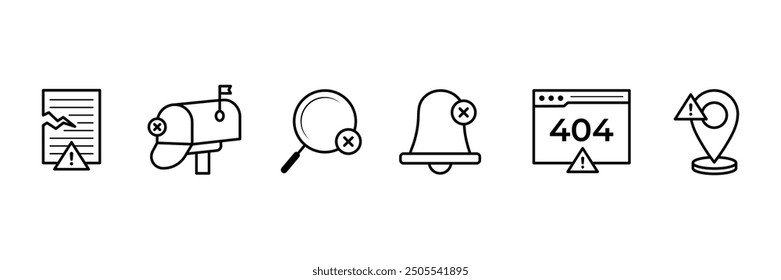 Set of Empty state symbol collection. Empty state icon with black background. Vector Illustration.