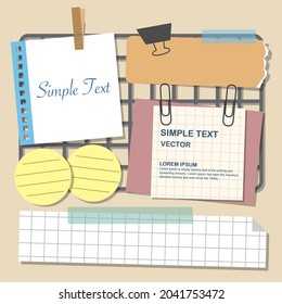 set of empty sticky notes for reminder plans. flat vector, illustration design.