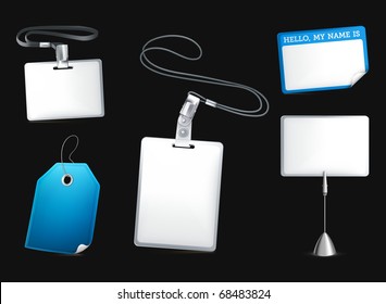 Set of empty tags on black, eps10