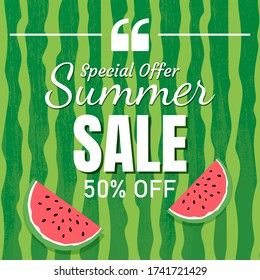 Set of empty templates with summer themes on a watermelon background. Design of advertising banners. Vector illustrations for websites and mobile websites, email design, posters, promotional materials