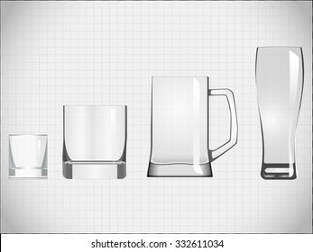 set of empty transparent glass-ware