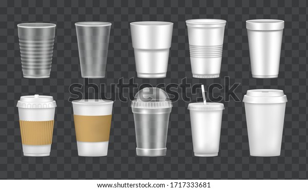 Download Set Empty Transparent Realistic Cup Glasses Stock Vector Royalty Free 1717333681