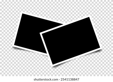 Set of empty two photo frames composition. Realistic vector mockup.