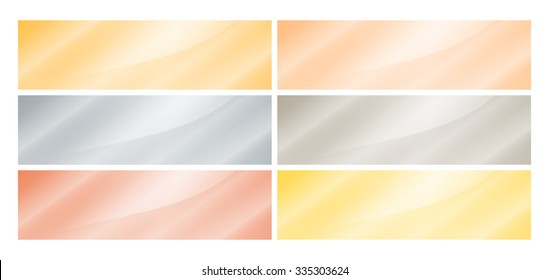 Set of empty vector glossy rectangular banners of gold, platinum, silver, copper, brass