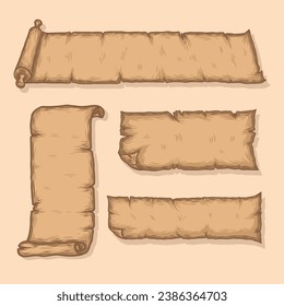 a set of empty vintage old paper scroll hand drawn illustration 