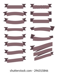 set of empty vintage ribbons in chocolate brown color