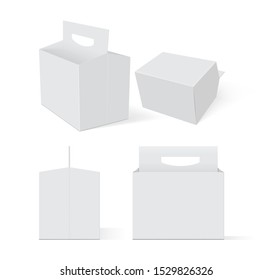 set of empty white boxes beer packaging on a white background vector mock up