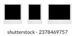 Set empty white photo frame. Realistic horizontal photo card frame mockup - stock vector