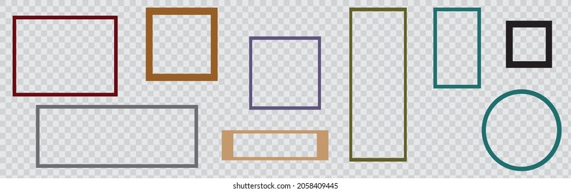 Leere weiße Bilderrahmen mit Schatten setzen - Stockvektorgrafik