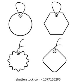 Set of empty white price tags vector icon. luggage tag collection illustration.