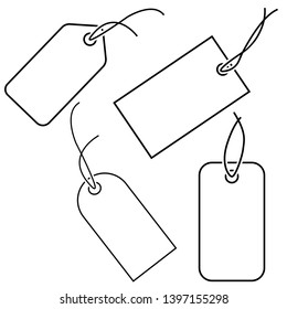 Set of empty white price tags vector icons. luggage tag collection illustration.
