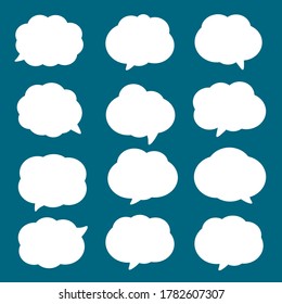 set of empty white speech bubble for short message, hand drawn set of doodle sticker for chat symbol, tag, label or dialog word