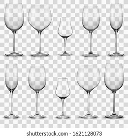 Set of empty wine glasses. Wine glass