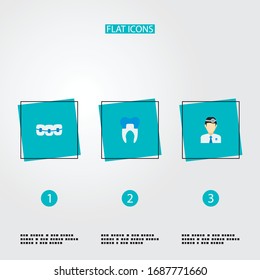 Set of enamel icons flat style symbols with dentist, braces, alumina and other icons for your web mobile app logo design.