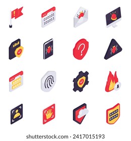 Set of Encryption Isometric Icons

