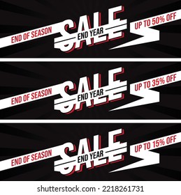 Set of End Year Sale banner for advertising. Vector illustration EPS.8 EPS.10