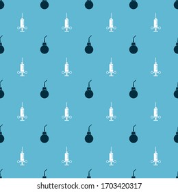 Set Enema pear and Dental medical syringe on seamless pattern. Vector