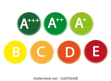 set of energy class tag - illustration. Energy rating class stickers. Illustration set of energy efficiency stickers. Eps 10.