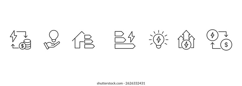 Set of Energy Efficiency icon collection. public utilities, Resource efficiency symbol. Vector Illustration.
