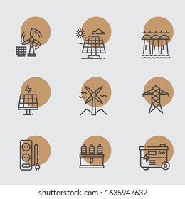 Set of Energy, electricity, power icons