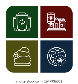 Set of energy icons. Such as Waste, Smart home, Lithotherapy, Global warming , energy icons
