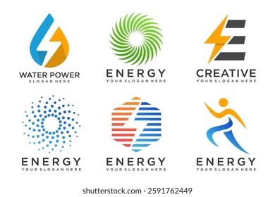 set of Energy Logo design. power Icon Symbol . vector Illustration