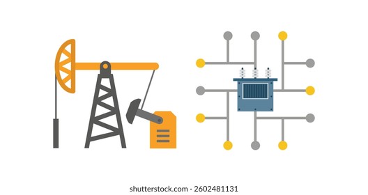 Set energy power flat icons 