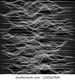 Set of energy pulsation. Vector technology illustration. Generative art.