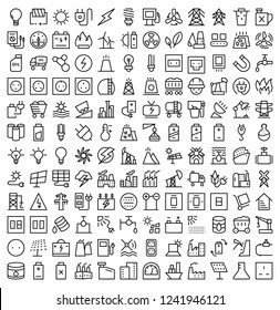 Set of Energy Related Vector Line Icons