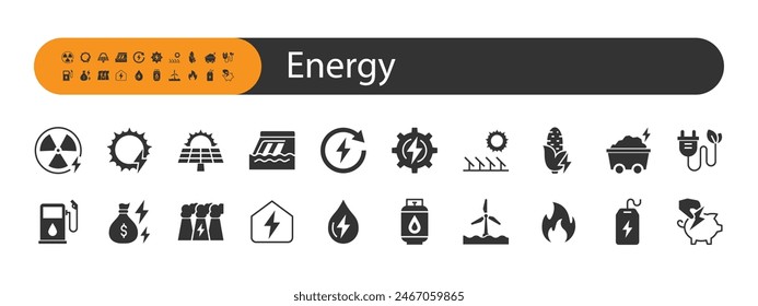 set of energy resource icons, power,  green energy