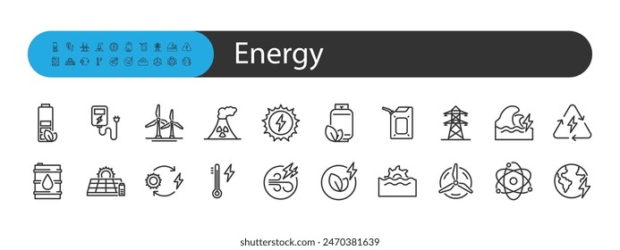 set of energy resource icons, power,  green energy