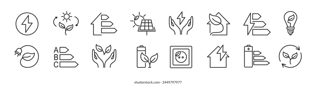 Conjunto de iconos de ahorro de energía. Ilustración vectorial.