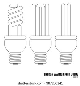Set of energy saving light bulbs. Bulbs Vector Art, Stock Vector