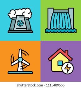 Set of energy sources icons. Vector illustration