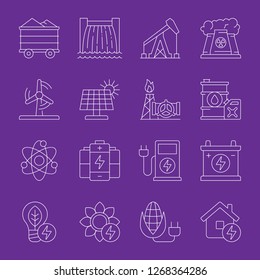 Set of energy sources icons. Vector illustration