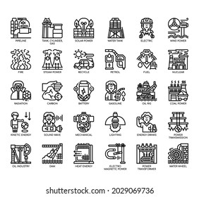 Set of Energy thin line and pixel perfect icons for any web and app project. 