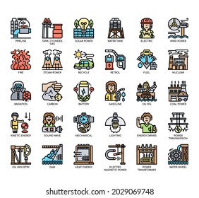 Set of Energy thin line and pixel perfect icons for any web and app project. 