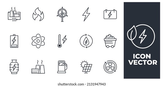 set of Energy Types elements symbol template for graphic and web design collection logo vector illustration