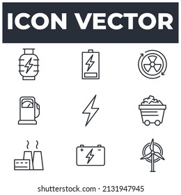 set of Energy Types elements symbol template for graphic and web design collection logo vector illustration