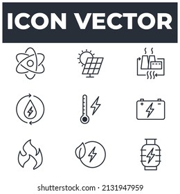 set of Energy Types elements symbol template for graphic and web design collection logo vector illustration